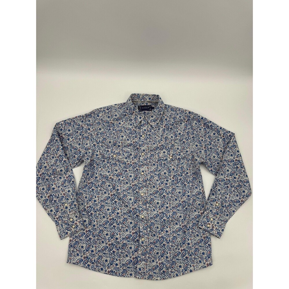 Cowboy Button-Up Shirt Men's Large Blue Paisley Long Sleeve Collared Classiccore